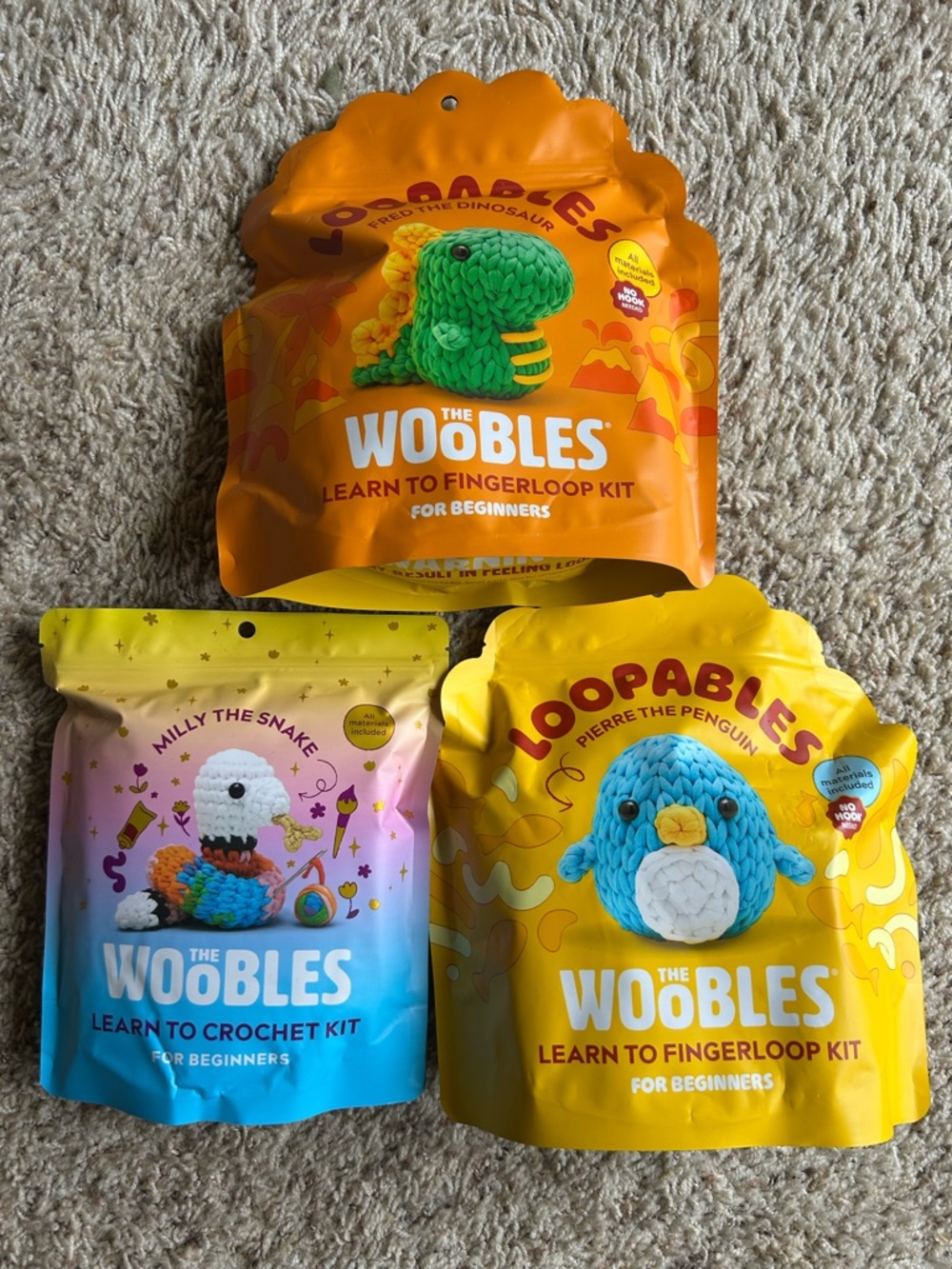 The Woobles Learn to Crochet & Fingerloop Kits LOOPABLES, brand new SEALED